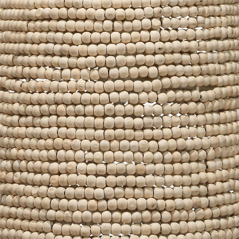 J&D Designs Co Canal Coastal Iron Mango Wood Pendant in Off White Beads