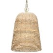 J&D Designs Co Canal Coastal Iron Mango Wood Pendant in Off White Beads