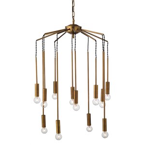 J&D Designs Co Cascade Modern Steel Metal Pendant in Antique Brass