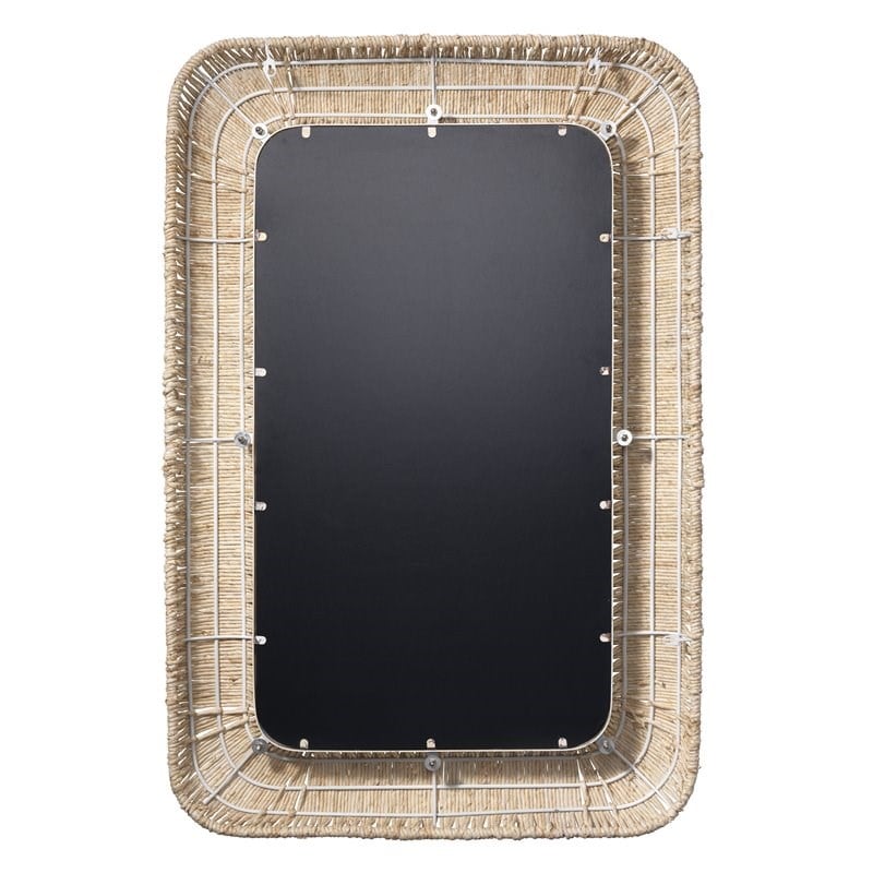 Jamie Young Co Hollis Rectangle Coastal Straw Rope Rattan Wall Mirror in Natural