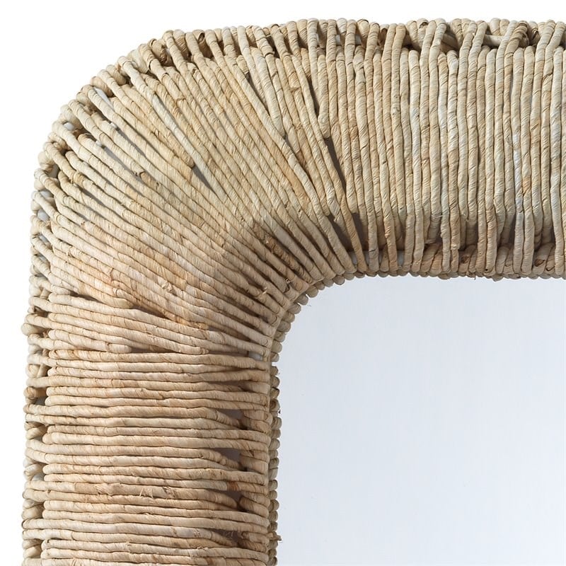 Jamie Young Co Hollis Rectangle Coastal Straw Rope Rattan Wall Mirror in Natural
