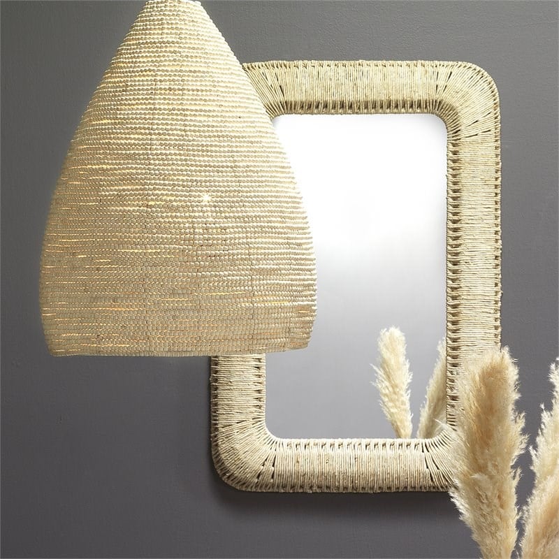Jamie Young Co Hollis Rectangle Coastal Straw Rope Rattan Wall Mirror in Natural