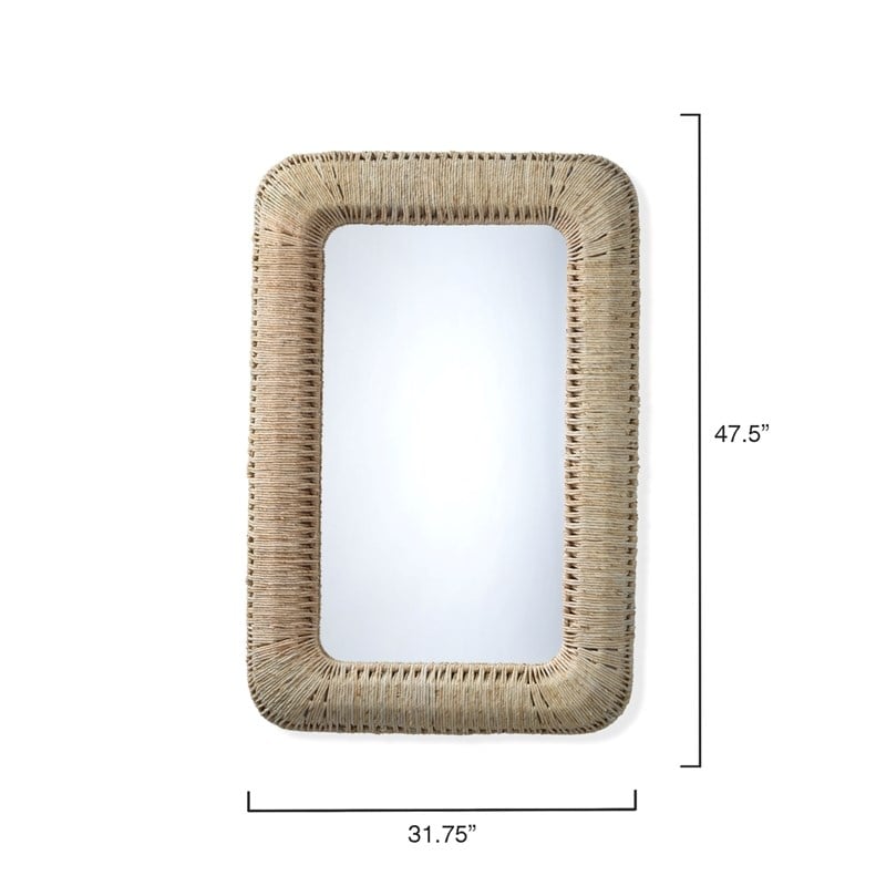 Jamie Young Co Hollis Rectangle Coastal Straw Rope Rattan Wall Mirror in Natural