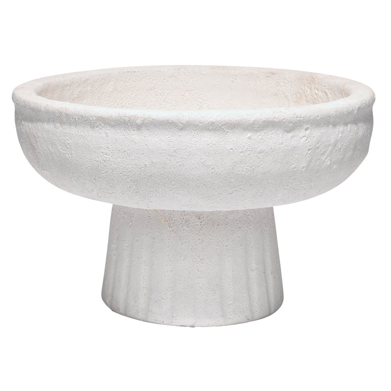 J&D Designs Co Aegean Small Traditional Pedestal Ceramic Bowl Vase in White