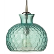 J&D Designs Co Clark Coastal Glass Pendant with Silver Cloth Cord in Aqua Blue
