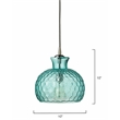 J&D Designs Co Clark Coastal Glass Pendant with Silver Cloth Cord in Aqua Blue