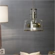 J&D Designs Co Clyde Contemporary Glass/Metal Pendant in Clear/Gunmetal Gray