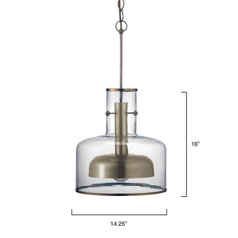 J&D Designs Co Clyde Contemporary Glass/Metal Pendant in Clear/Gunmetal Gray