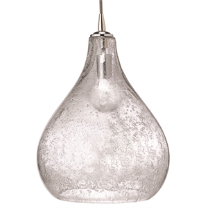 J&D Designs Co Large Curved Coastal Glass Pendant in Clear Seeded