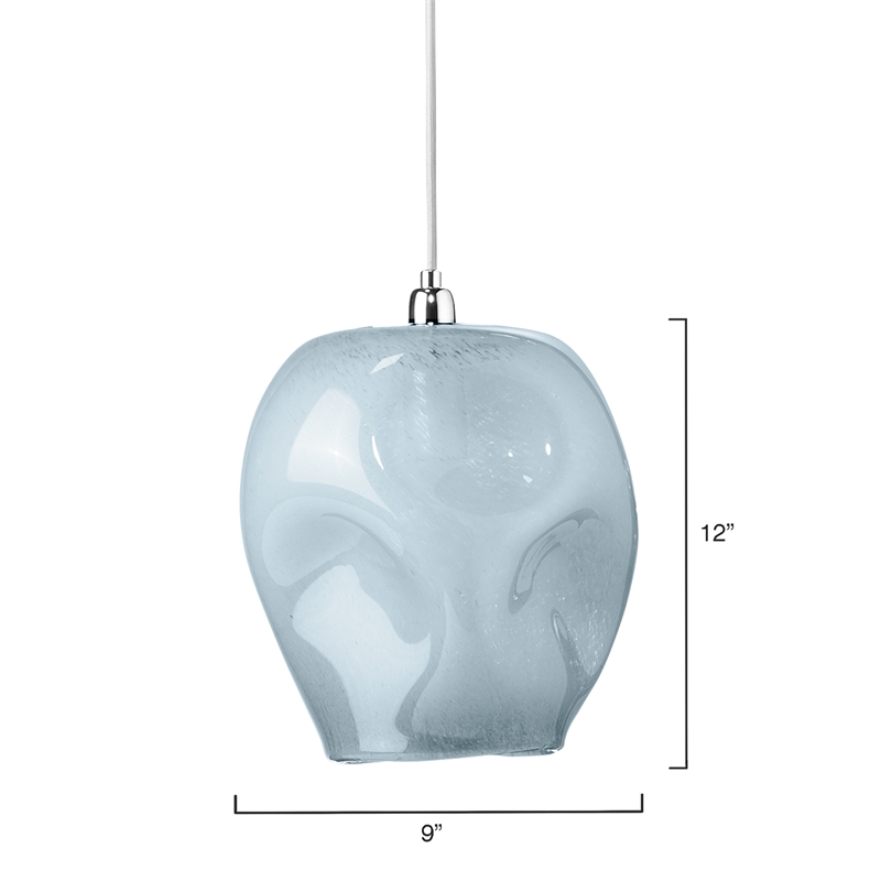 J&D Designs Co Large Coastal Dimpled Glass Pendant in Cornflower Blue/Silver