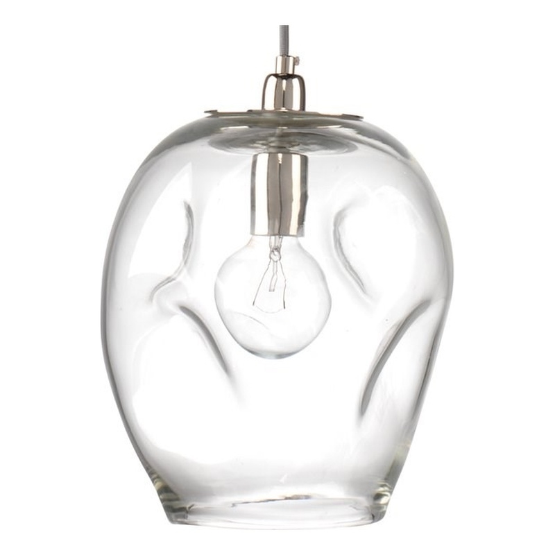 J&D Designs Co Large Coastal Dimpled Glass Pendant in Clear/Silver