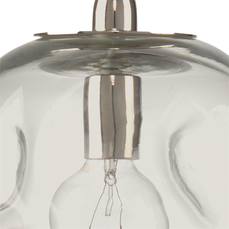 J&D Designs Co Large Coastal Dimpled Glass Pendant in Clear/Silver