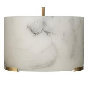 J&D Designs Co Elancourt Resin/Steel Pendant in White Faux/Antique Brass
