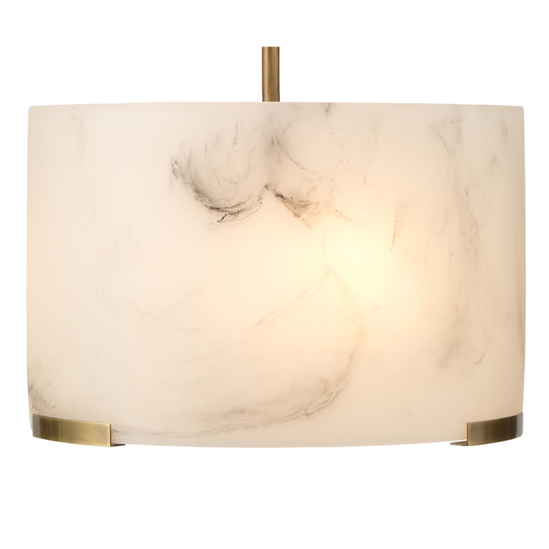 J&D Designs Co Elancourt Resin/Steel Pendant in White Faux/Antique Brass