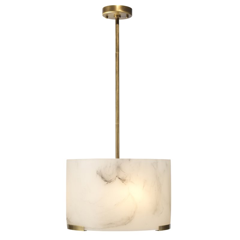 J&D Designs Co Elancourt Resin/Steel Pendant in White Faux/Antique Brass