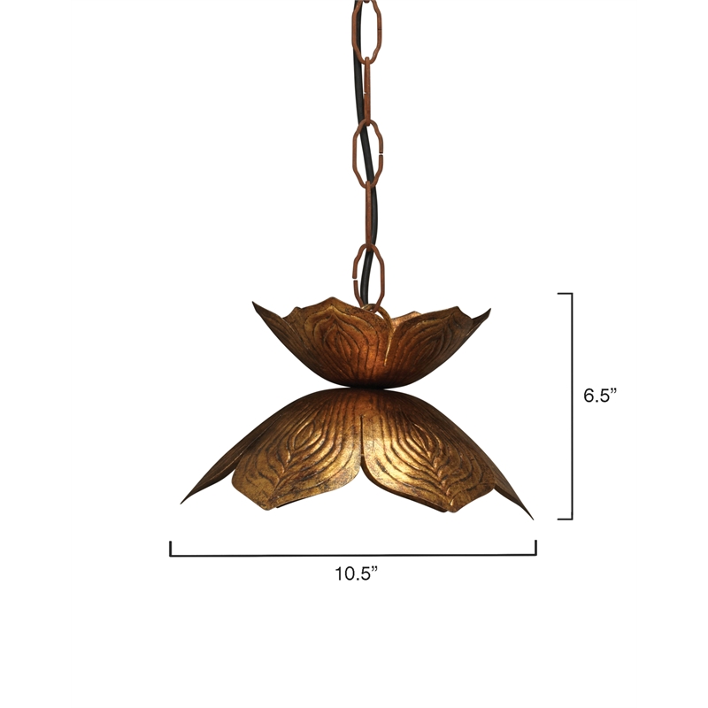 Jamie Young Co Small Flowering Lotus Traditional Metal Pendant in Gold