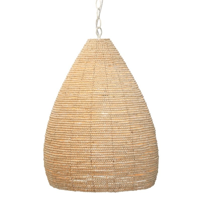 J&D Designs Co Gulf Steam Coastal Iron Mango Wood Pendant in Off White