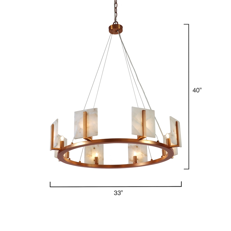 J&D Designs Co Halo Large Modern Stone/Metal Chandelier in Alabaster/Brass