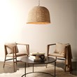 J&D Designs Co High Tide Coastal Iron Mango Wood Pendant in Off White Beads