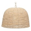 J&D Designs Co High Tide Coastal Iron Mango Wood Pendant in Off White Beads