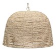 J&D Designs Co High Tide Coastal Iron Mango Wood Pendant in Off White Beads