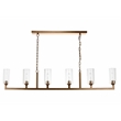 J&D Designs Co Linear 6-Light Modern Metal/Glass Chandelier in Antique Brass