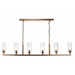 J&D Designs Co Linear 6-Light Modern Metal/Glass Chandelier in Antique Brass