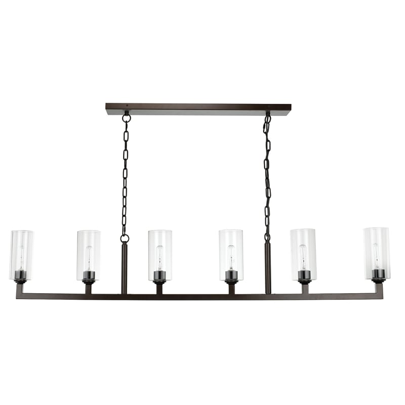 J&D Designs Co Linear 6-Light Modern Metal/Glass Chandelier in Oil Rubbed Bronze