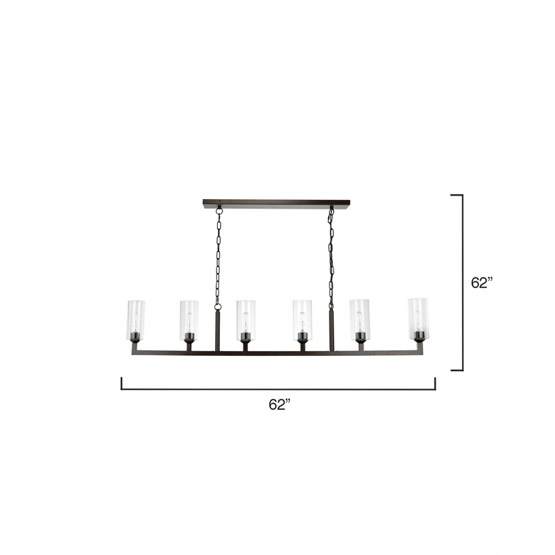 J&D Designs Co Linear 6-Light Modern Metal/Glass Chandelier in Oil Rubbed Bronze