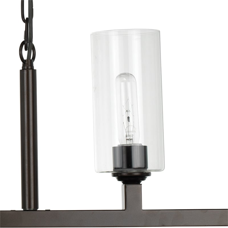 J&D Designs Co Linear 6-Light Modern Metal/Glass Chandelier in Oil Rubbed Bronze