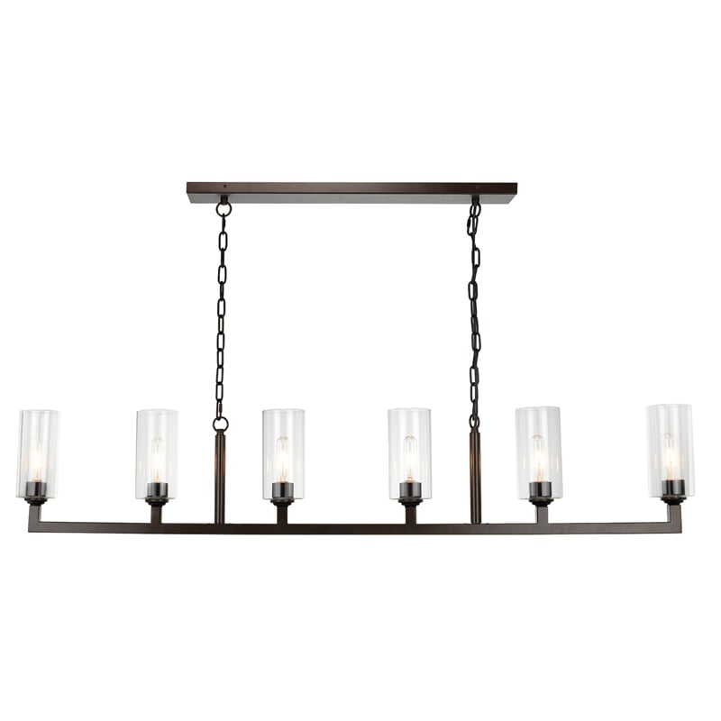 J&D Designs Co Linear 6-Light Modern Metal/Glass Chandelier in Oil Rubbed Bronze