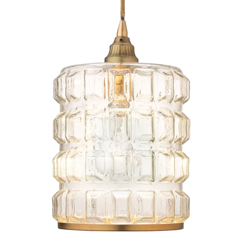 J&D Designs Co Madison Contemporary Glass Pendant in Clear/Antique Brass