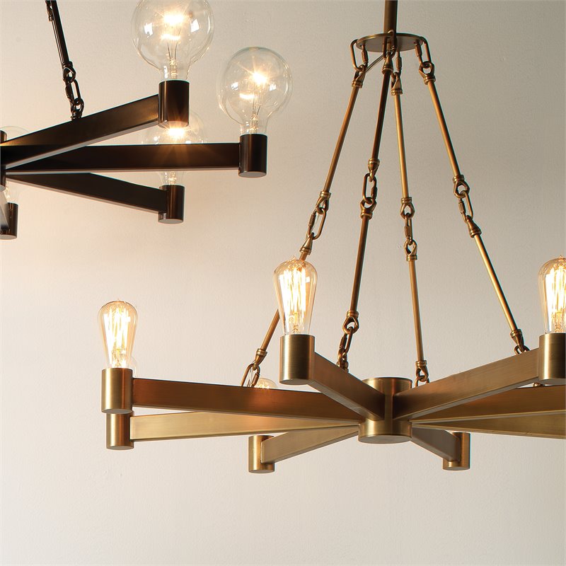 J&D Designs Co Manchester 8-Light Transitional Steel Metal Chandelier in Brass