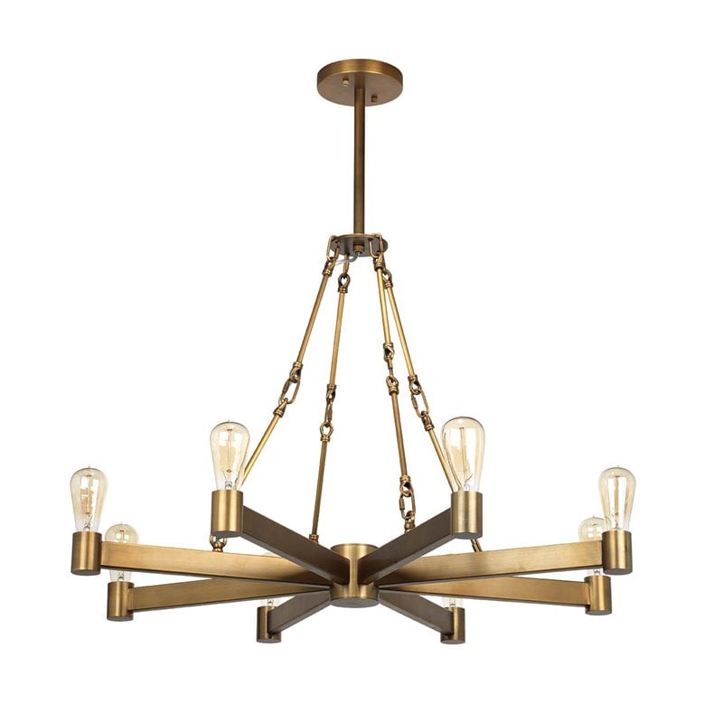J&D Designs Co Manchester 8-Light Transitional Steel Metal Chandelier in Brass