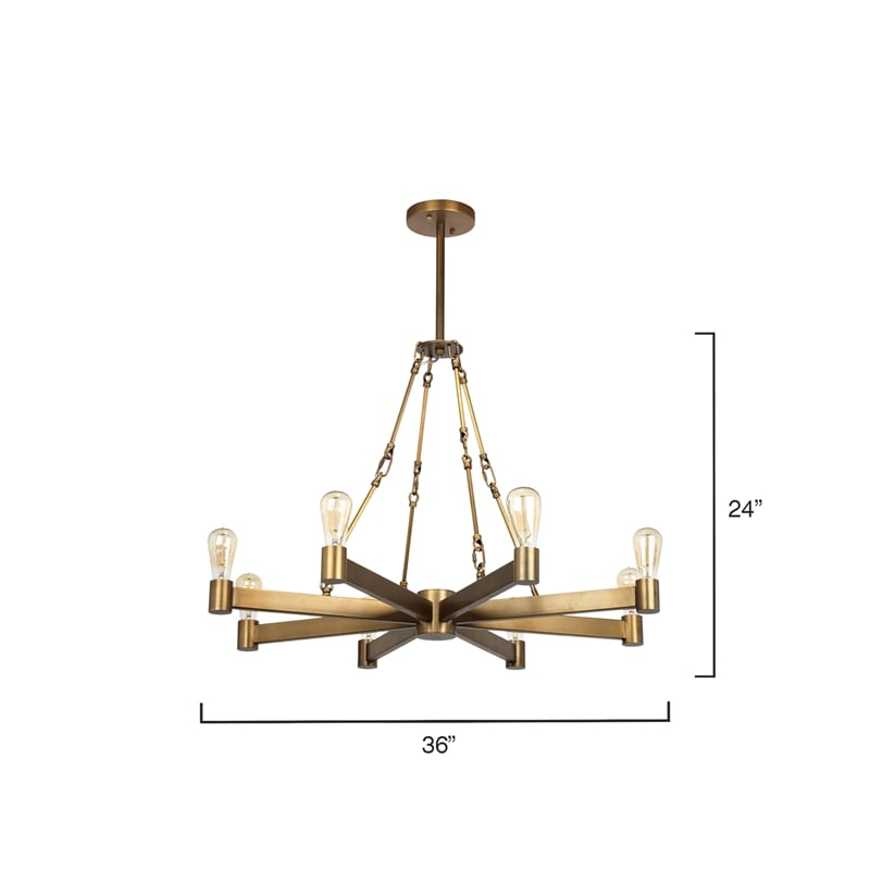 J&D Designs Co Manchester 8-Light Transitional Steel Metal Chandelier in Brass