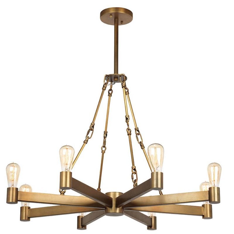 J&D Designs Co Manchester 8-Light Transitional Steel Metal Chandelier in Brass