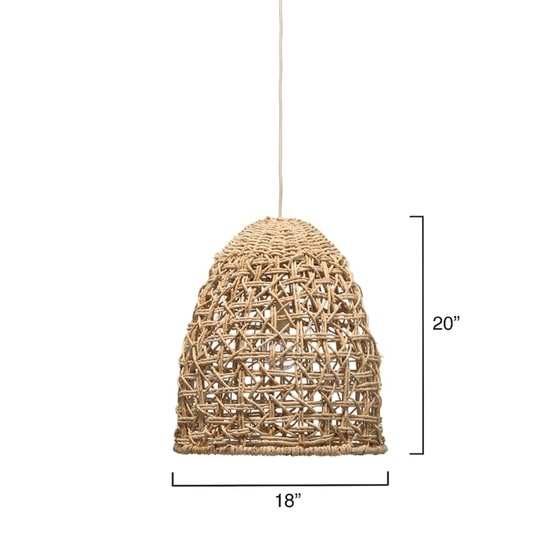 J&D Designs Co Netted Coastal Rattan/Rope Fabric Pendant in Natural Corn
