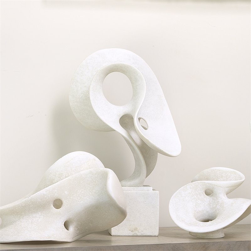 J&D Designs Co Amorphous Large Modern Polyresin Table Object in White