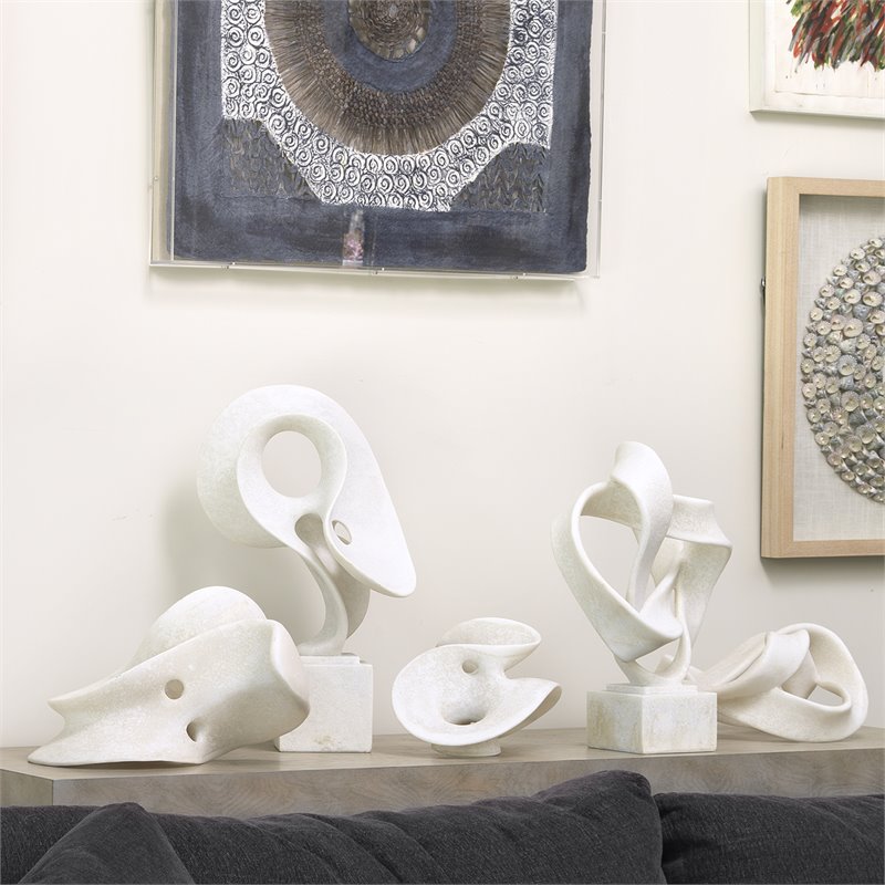 J&D Designs Co Amorphous Large Modern Polyresin Table Object in White