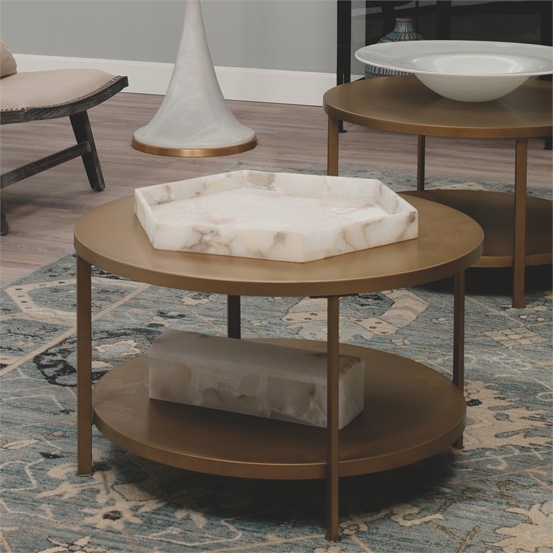 J&D Designs Co Antonia Large Contemporary Stone Tray in Alabaster Beige