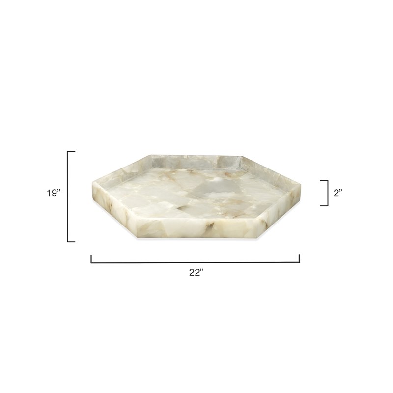 J&D Designs Co Antonia Large Contemporary Stone Tray in Alabaster Beige