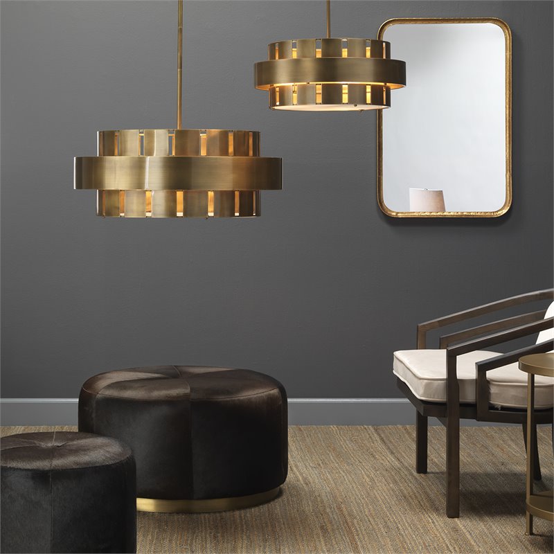 J&D Designs Co Orbit Modern Steel Metal/Acrylic Chandelier in Antique Brass