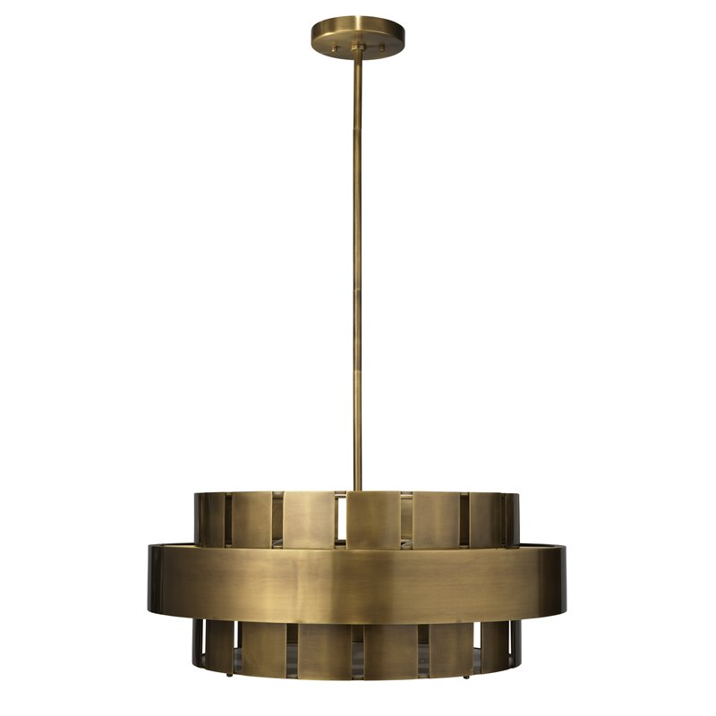 J&D Designs Co Orbit Modern Steel Metal/Acrylic Chandelier in Antique Brass