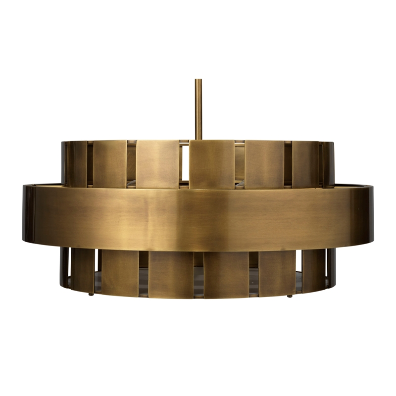 J&D Designs Co Orbit Modern Steel Metal/Acrylic Chandelier in Antique Brass