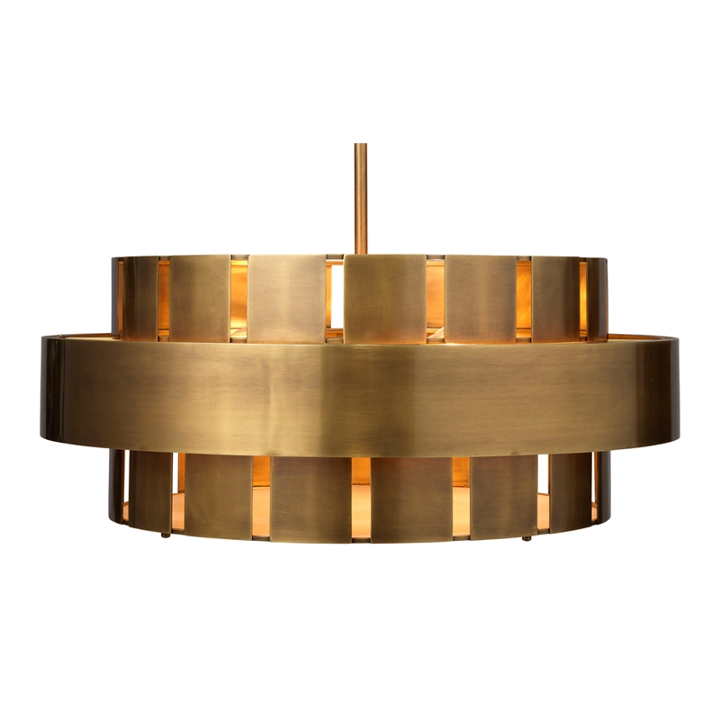 J&D Designs Co Orbit Modern Steel Metal/Acrylic Chandelier in Antique Brass