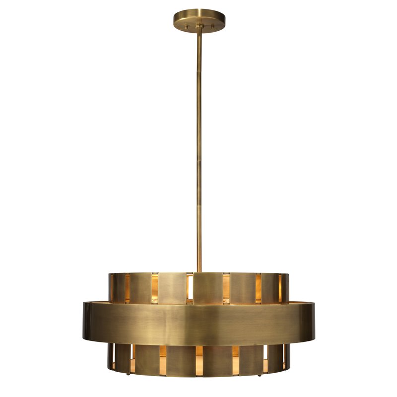 J&D Designs Co Orbit Modern Steel Metal/Acrylic Chandelier in Antique Brass
