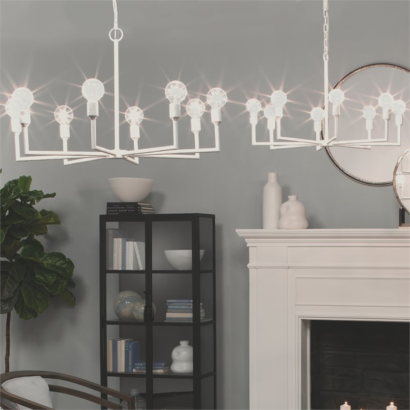 J&D Designs Co Park Coastal Steel Metal Chandelier in White Gesso