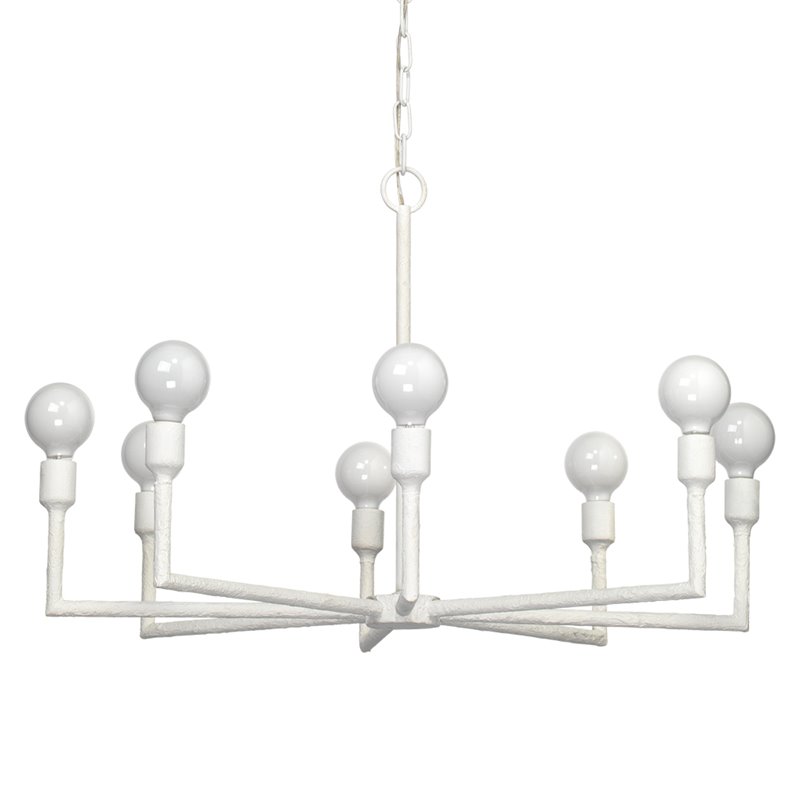 J&D Designs Co Park Coastal Steel Metal Chandelier in White Gesso