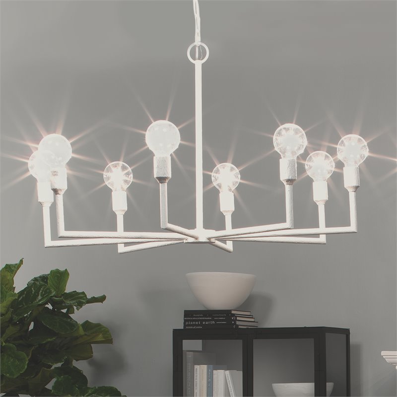 J&D Designs Co Park Coastal Steel Metal Chandelier in White Gesso