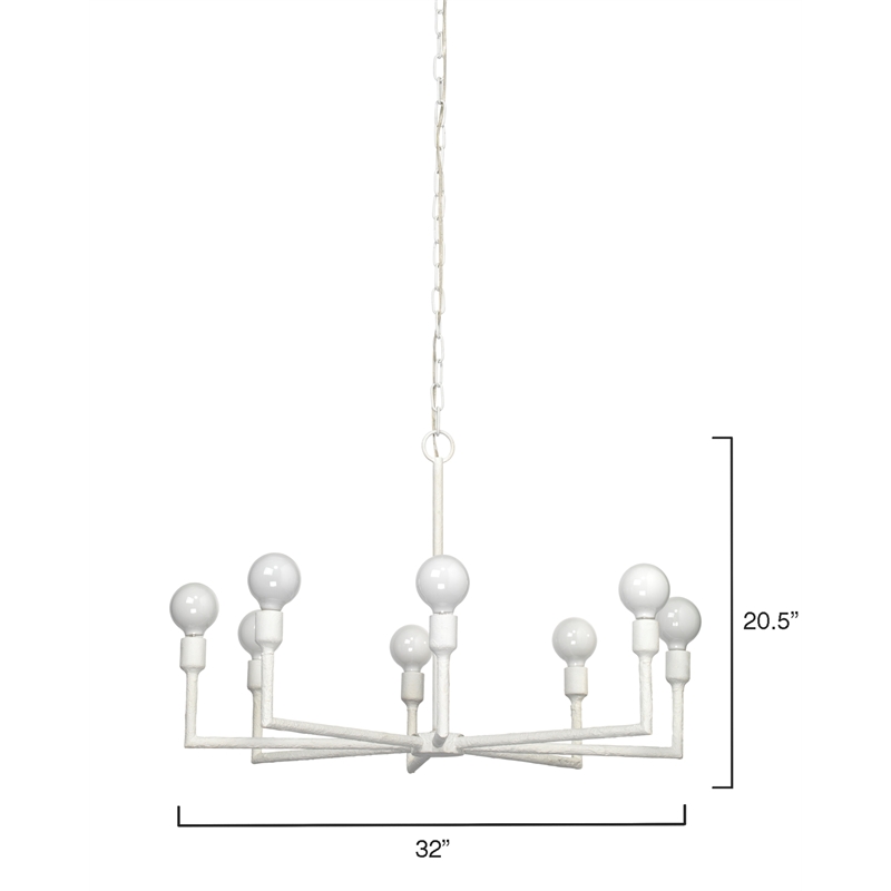 J&D Designs Co Park Coastal Steel Metal Chandelier in White Gesso
